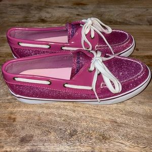 Sperry Pink Bahama Glitter Boat Top Sider Loafer